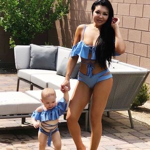 Mom & Me Baby Girl BLUE Ruffle MATCHING Swimwear